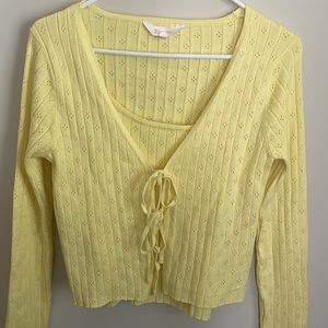 2-piece- Yellow Crop Knit Sweater and Tank set-Junior 7-9